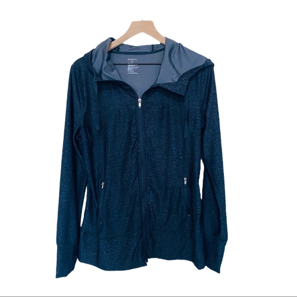 GAP BODY grey hooded running workout jacket